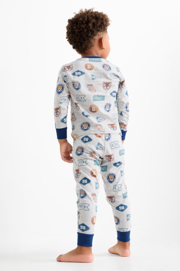Bambini - Confezione da 2 - leone e tigre - pigiama - 4 pezzi - grigio
