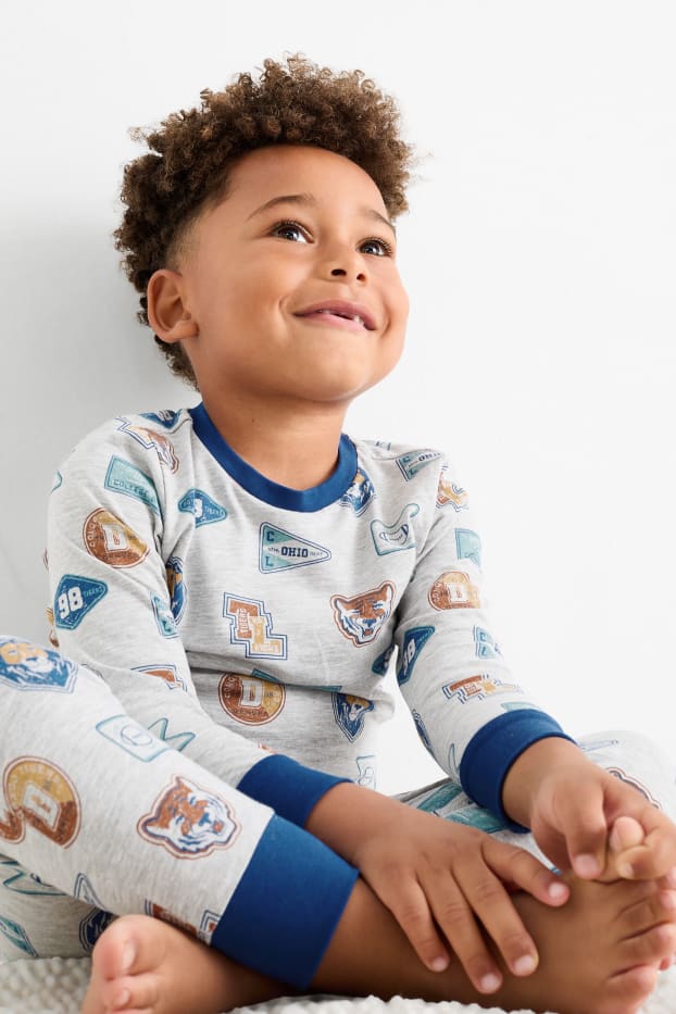 Bambini - Confezione da 2 - leone e tigre - pigiama - 4 pezzi - grigio