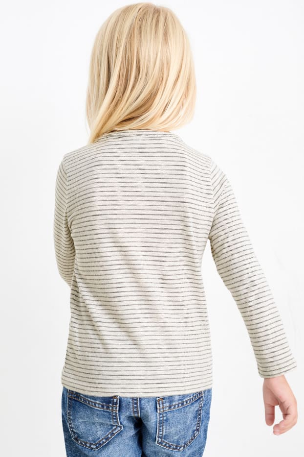 Bambini - Coccodrillo sul monopattino - maglia a maniche lunghe - a righe - grigio chiaro