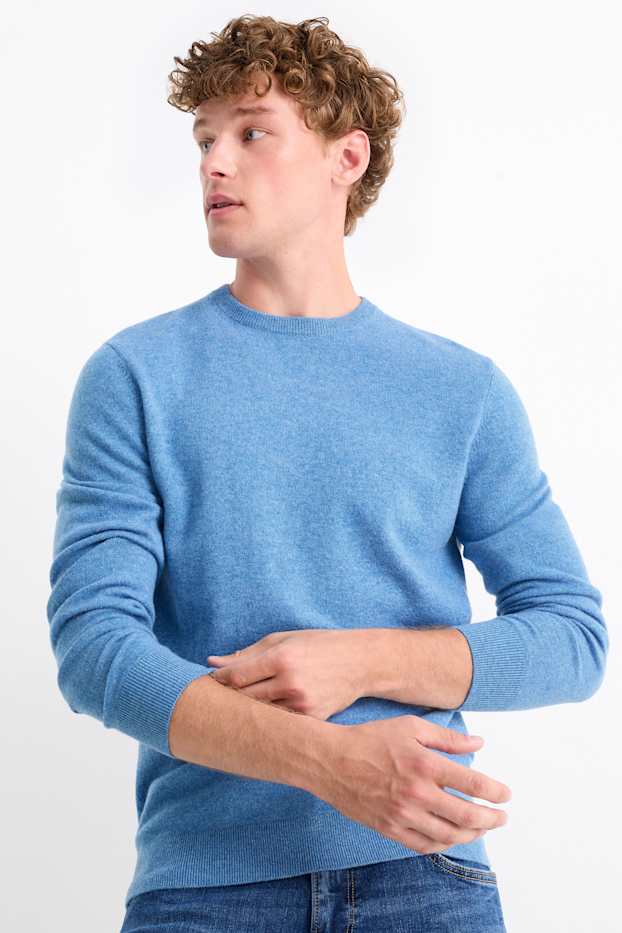 Hommes - Pull en cachemire - bleu clair