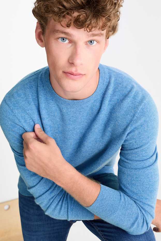 Hommes - Pull en cachemire - bleu clair