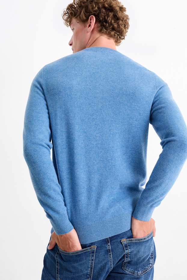 Hommes - Pull en cachemire - bleu clair