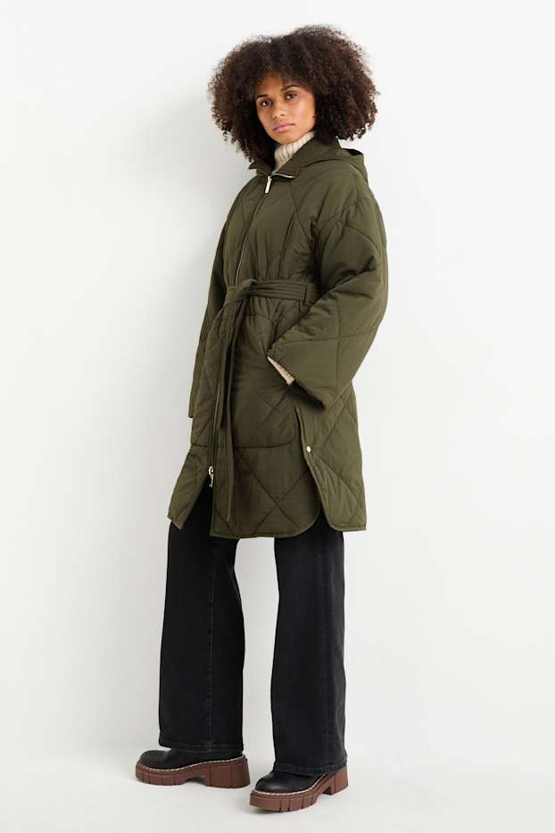 Femmes - Parka réversible avec capuche - vert foncé