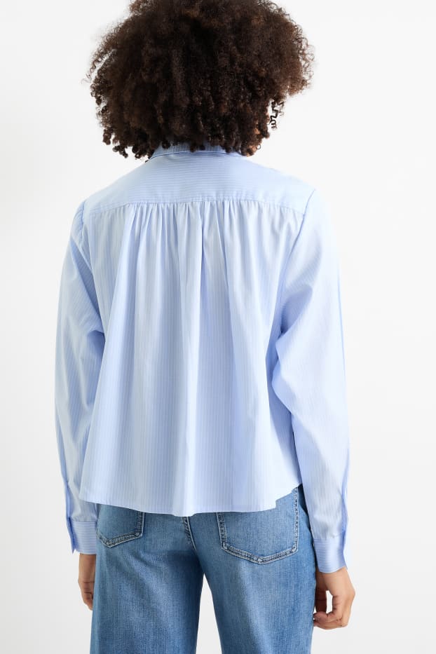 Dámské - Halenka - pruhovaná - světle modrá