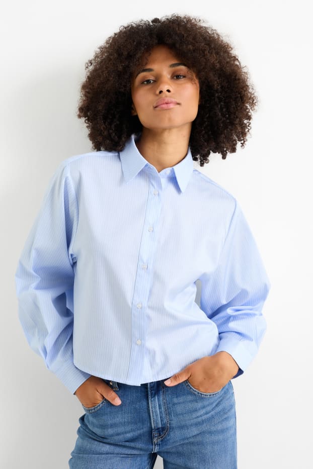 Dámské - Halenka - pruhovaná - světle modrá