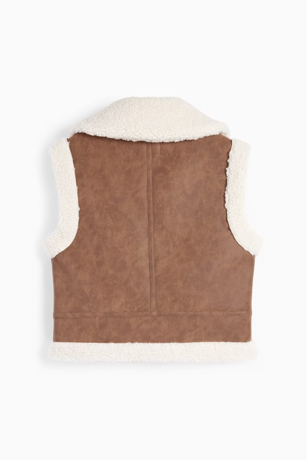 Femmes - Veste imitation mouton - synthétique - marron