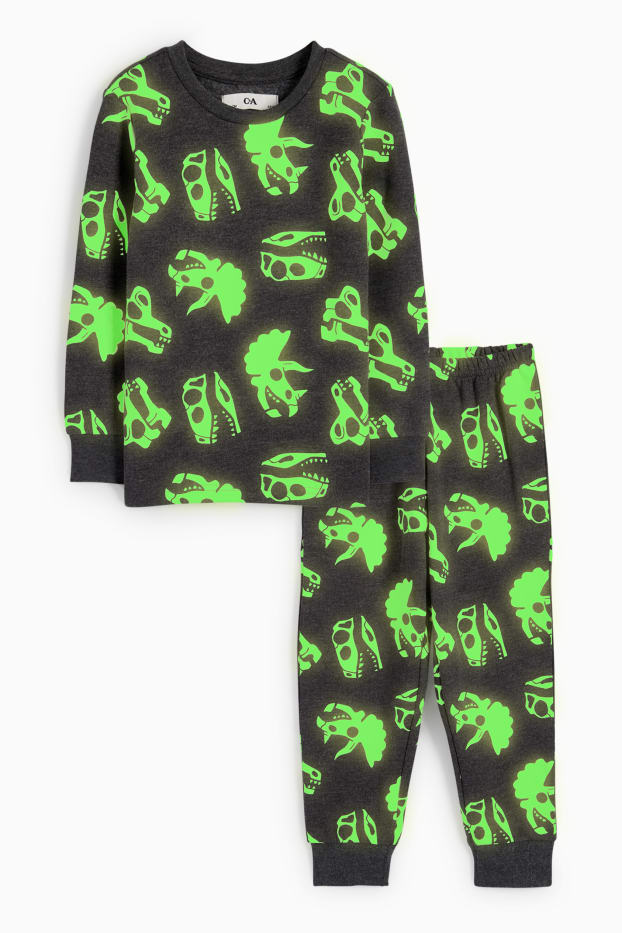 Copii - Băieți - Halloween - dinozaur - pijama - 2 piese - Glow in the dark - gri închis