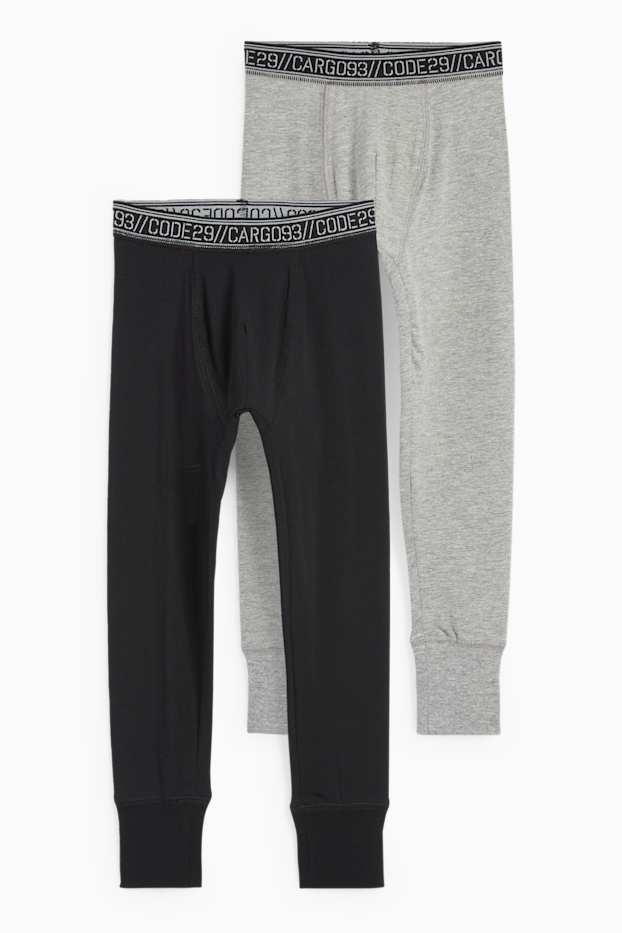 Enfants garçons - Lot de 2 - caleçons longs - noir