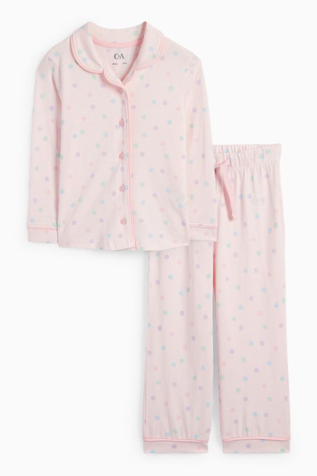 Kinder Mädchen - Pyjama - 2 teilig - gepunktet - rosa