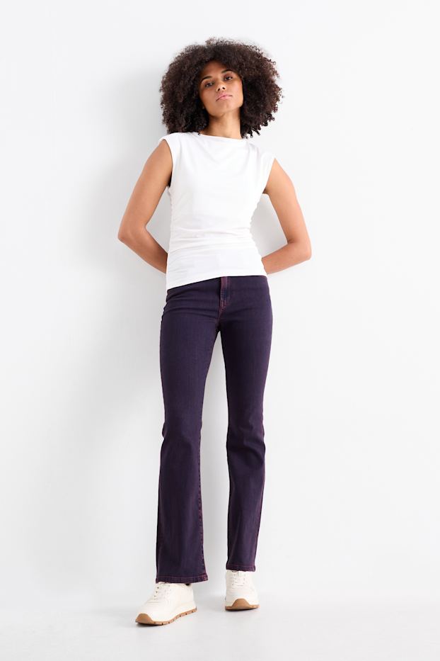 Damen - Bootcut Jeans - Mid Waist - dunkeljeansblau
