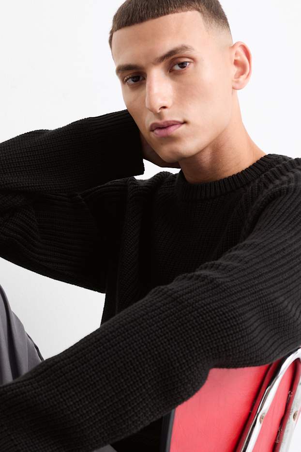 Home - Jersei - de canalé - negre