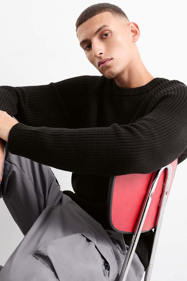 Home - Jersei - de canalé - negre