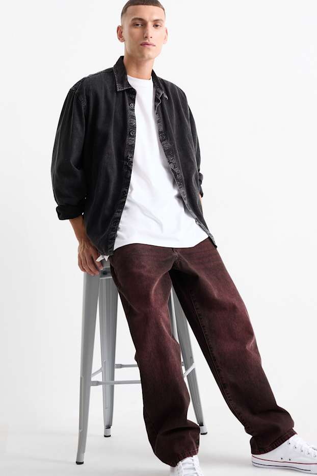 Uomo - Relaxed jeans - rosso scuro