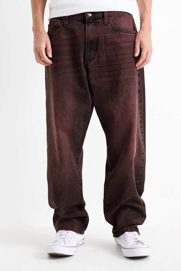 Uomo - Relaxed jeans - rosso scuro