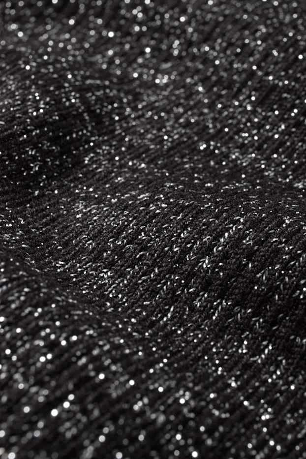 Kinder Mädchen - Strickkleid - glänzend - schwarz