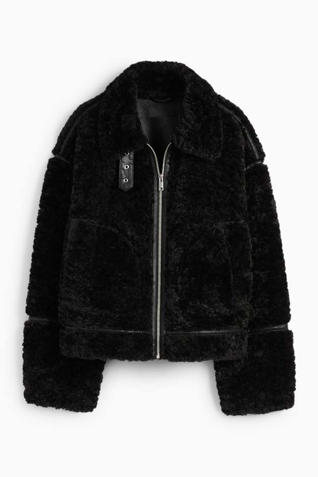 Donna - Giacca in pelo teddy - nero