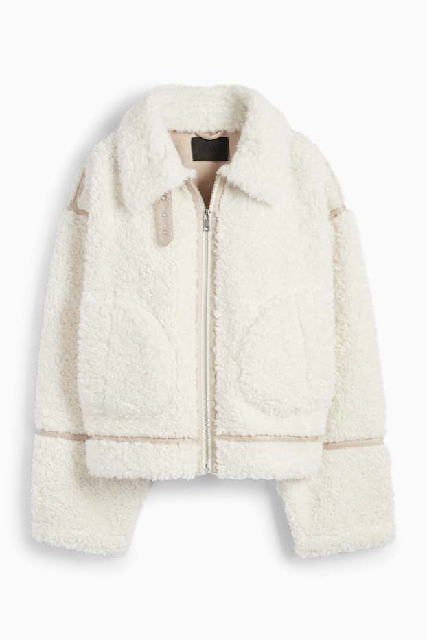 Donna - Giacca in pelo teddy - bianco crema