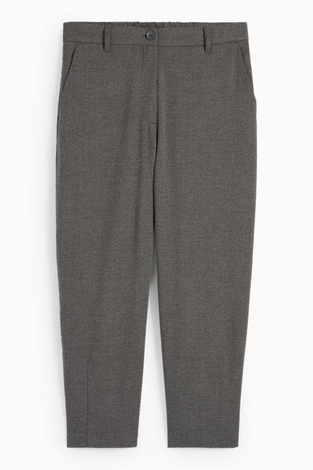 Kobiety - Spodnie materiałowe - wysoki stan - tapered fit - ciemnoszary