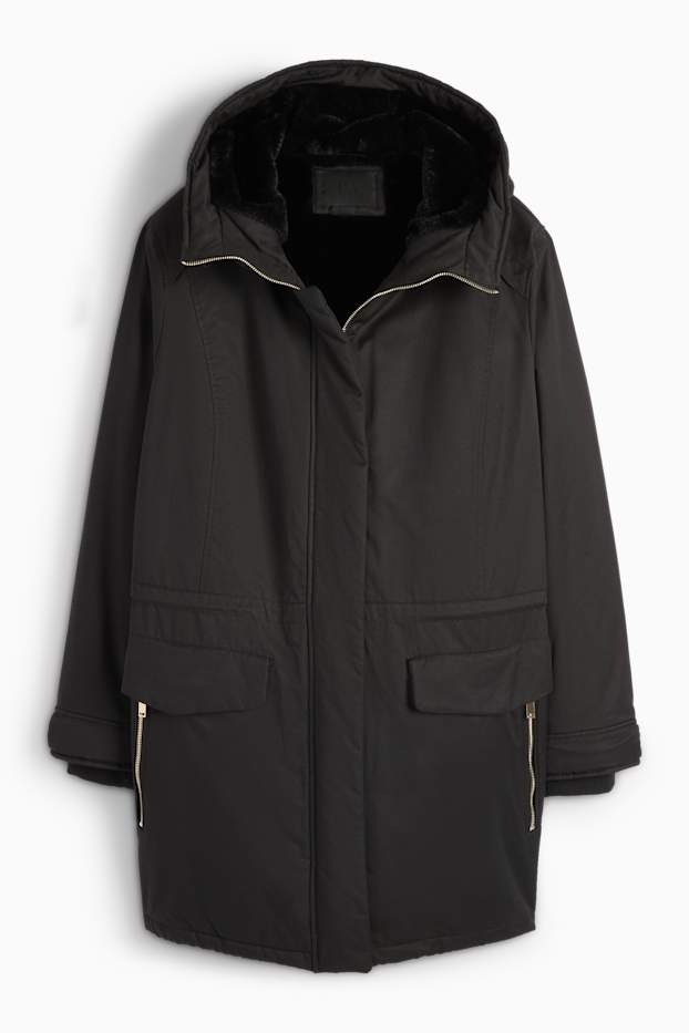 Women - Parka with hood - black