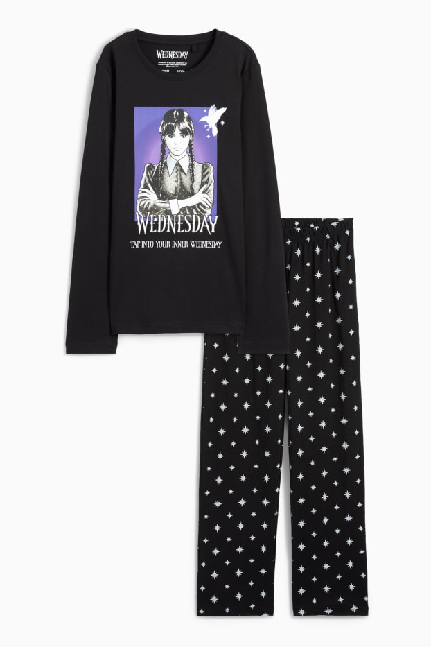 Kinderen: meisjes - Wednesday - pyjama - 2-delig - zwart