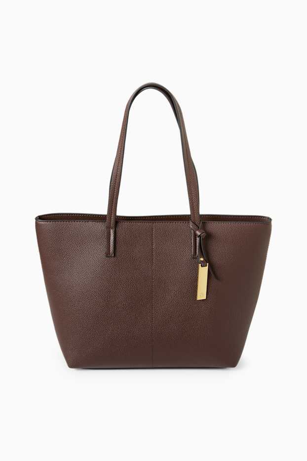 Dames - Grote shopper - imitatieleer - donkerbruin