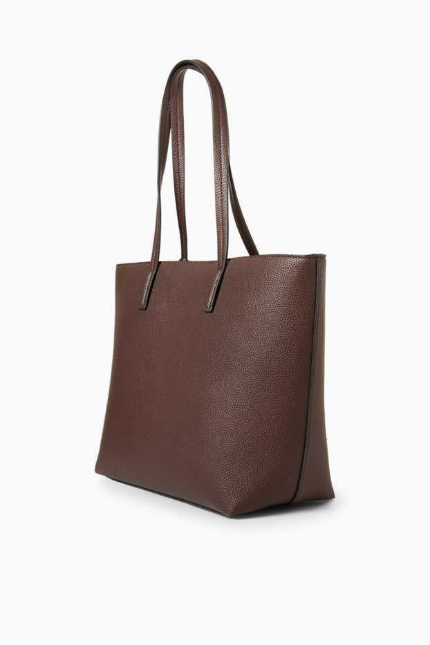 Dames - Grote shopper - imitatieleer - donkerbruin