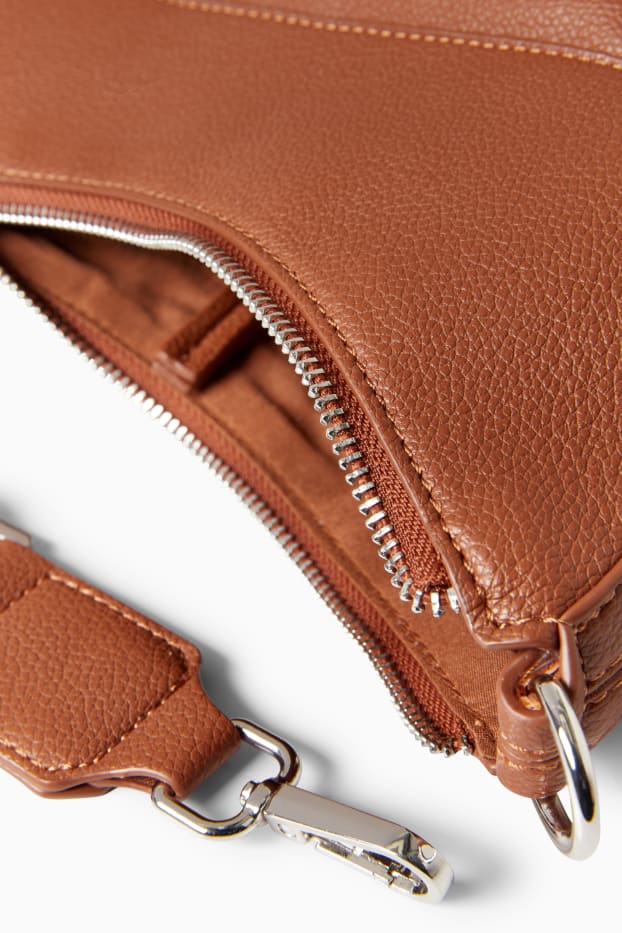 Donna - Borsa a tracolla con spallaccio staccabile - similpelle - marrone