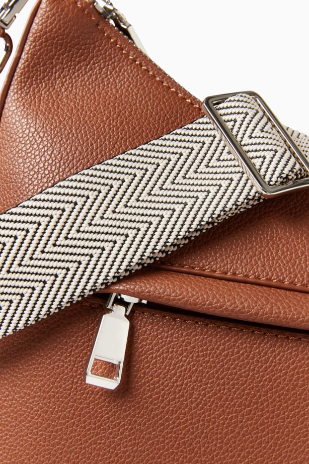 Donna - Borsa a tracolla con spallaccio staccabile - similpelle - marrone