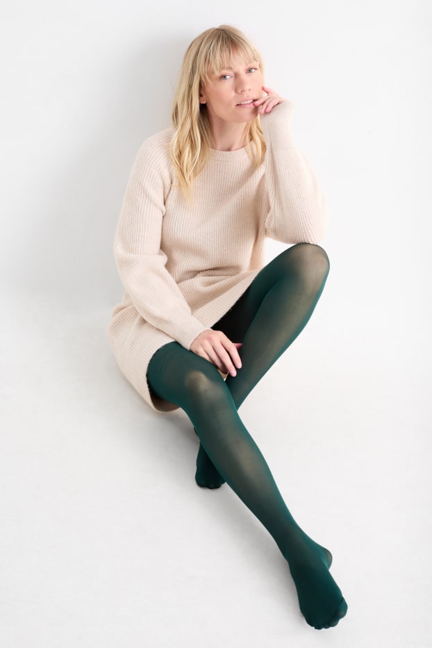 Femmes - Lot de 2 paires - collants fins - 70 DEN - vert foncé / noir