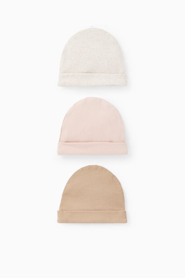 Baby Girls - Multipack of 3 - baby beanie - rose