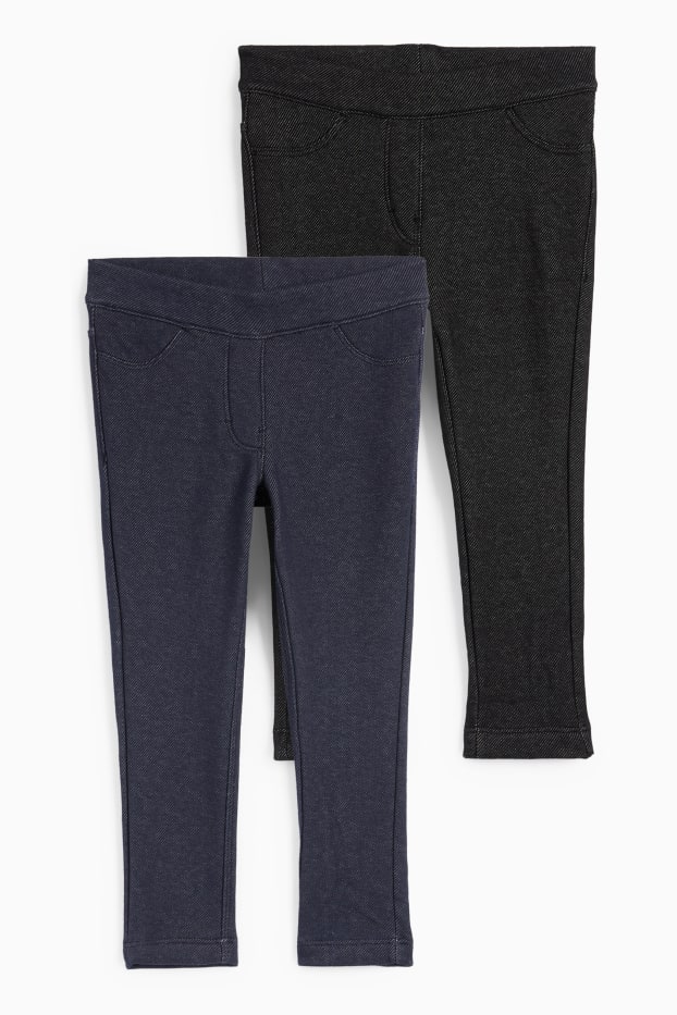 Kinder Mädchen - Multipack 2er - Thermoleggings - Jeans-Look - dunkelblau