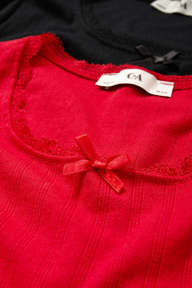 Enfants filles - Lot de 2 - hauts à manches longues - rouge