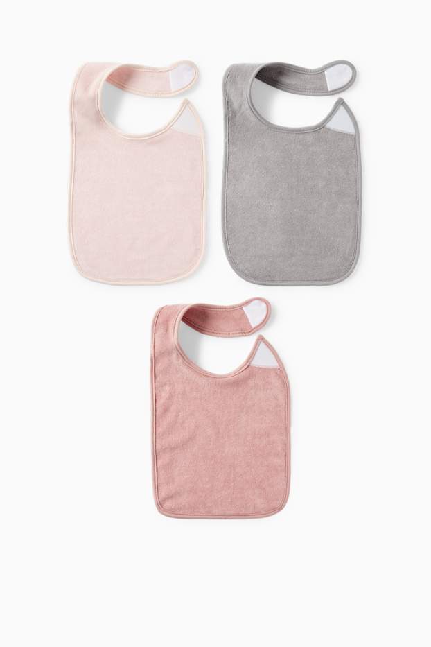 Bébés filles - Lot de 3 - bavoirs en éponge - rose