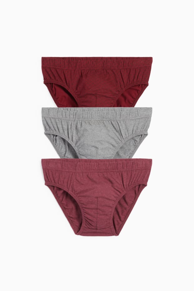 Hommes - Lot de 3 - slips - bordeaux