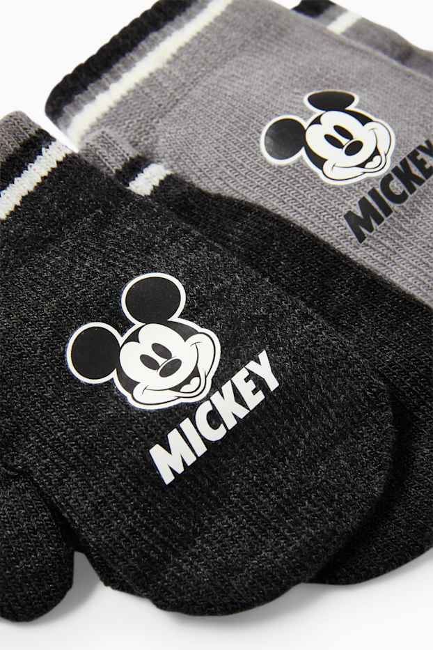 Unisex - Confezione da 2 - Topolino - muffole in maglia per neonati - grigio scuro