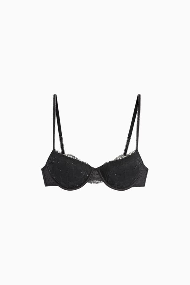 Femei - Sutien cu armătură - DEMI - vătuit - negru