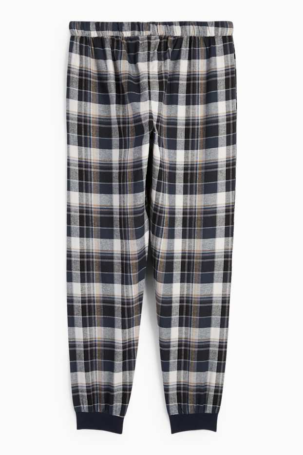 Bărbați - Pantaloni de pijama din flanel - în carouri - albastru închis