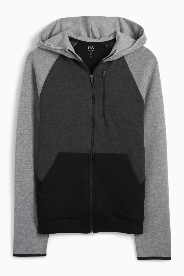 Herren - Funktions-Sweatjacke mit Kapuze - schwarz