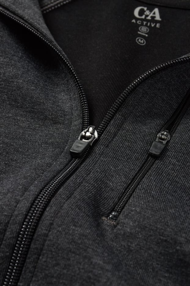Herren - Funktions-Sweatjacke mit Kapuze - schwarz