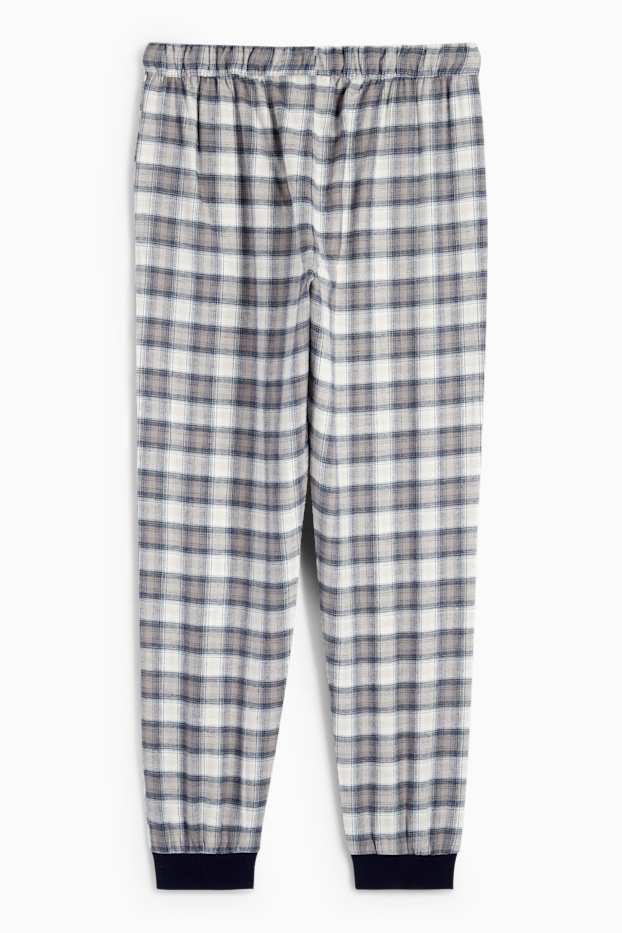 Bărbați - Pantaloni de pijama din flanel - în carouri - albastru închis
