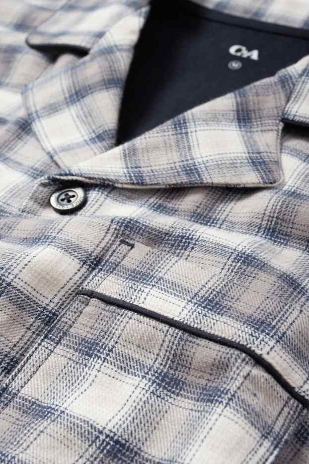 Bărbați - Pijama din flanel - în carouri - albastru închis