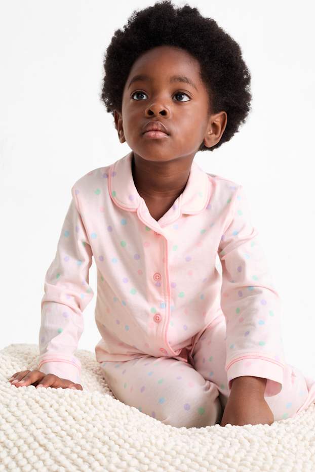 Kinder Mädchen - Pyjama - 2 teilig - gepunktet - rosa