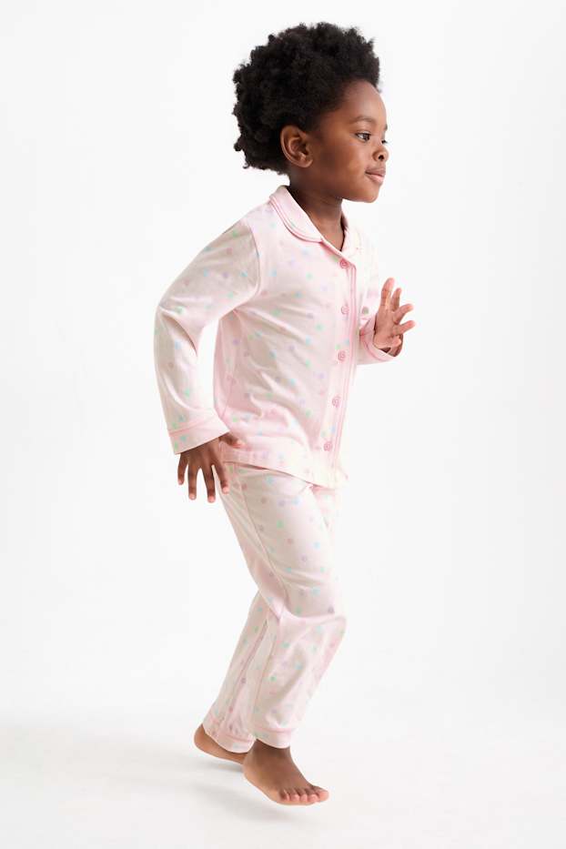 Kinder Mädchen - Pyjama - 2 teilig - gepunktet - rosa