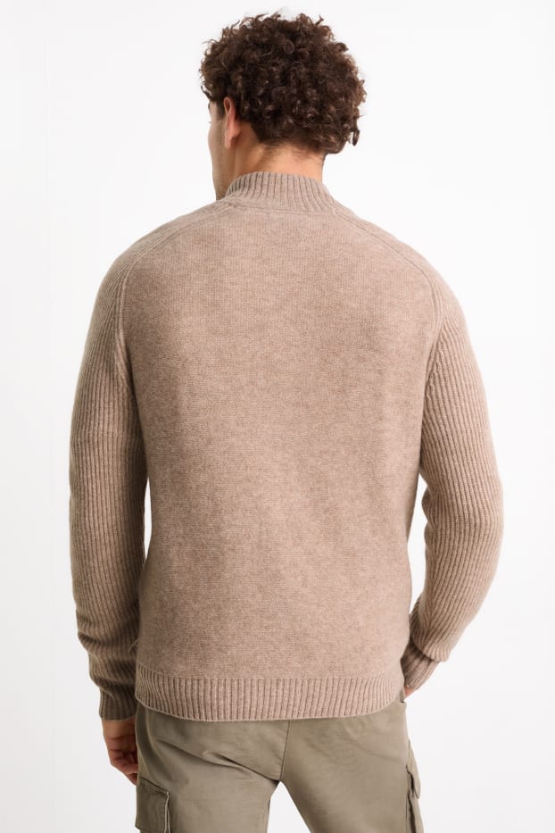 Men - Cashmere blend jumper - wool blend - beige
