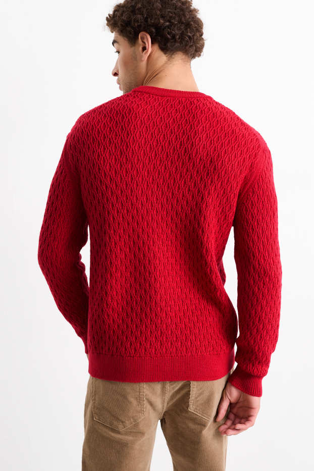 Herren - Pullover - strukturiert - rot