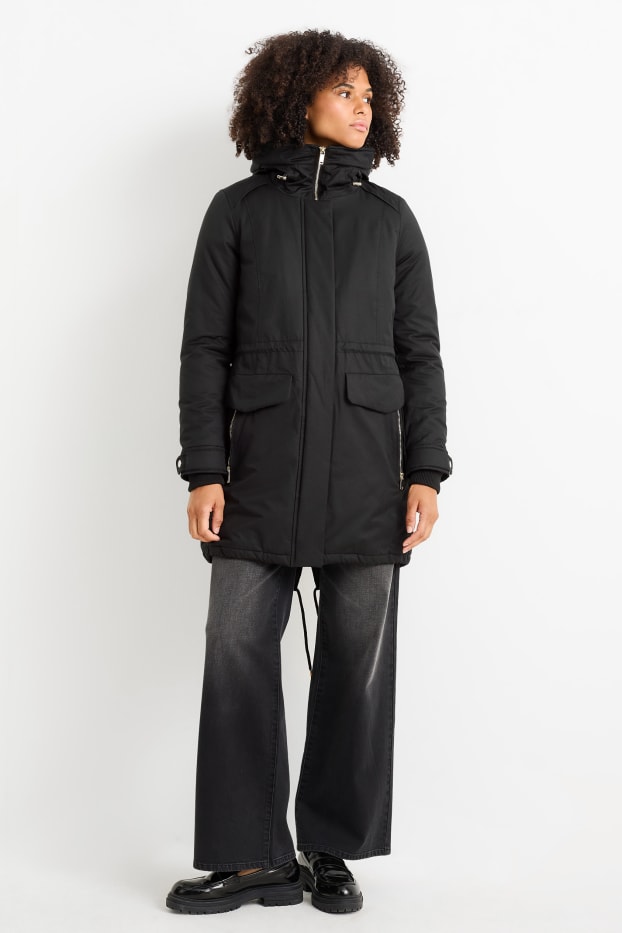 Women - Parka with hood - black