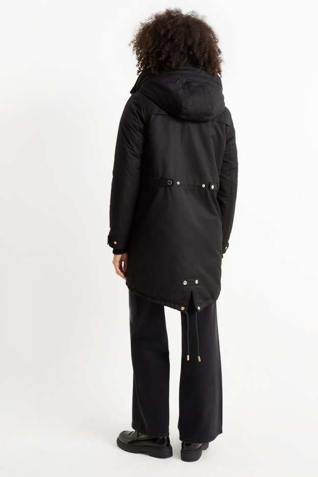 Women - Parka with hood - black