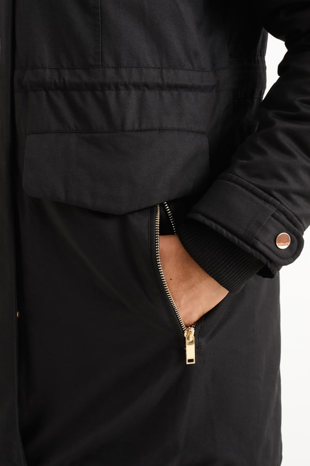 Women - Parka with hood - black