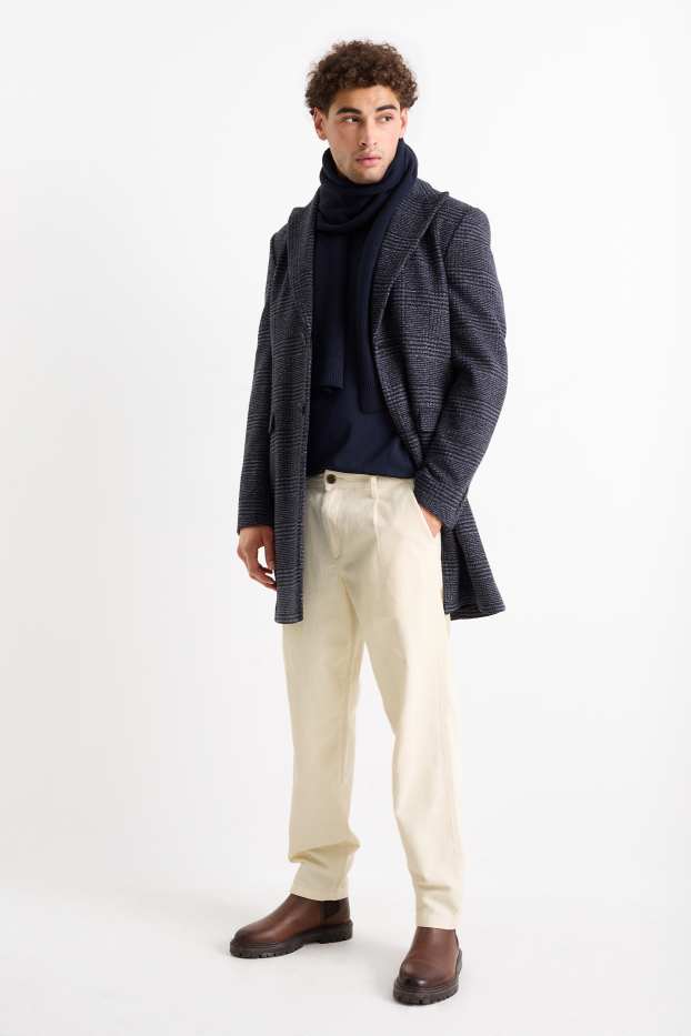 Pánské - Manšestrové kalhoty chino - relaxed fit - krémově bílá