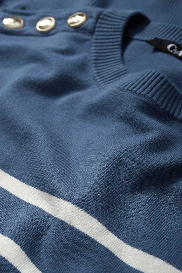 Donna - Maglione in filato lavorato a maglia fine - a righe - blu scuro